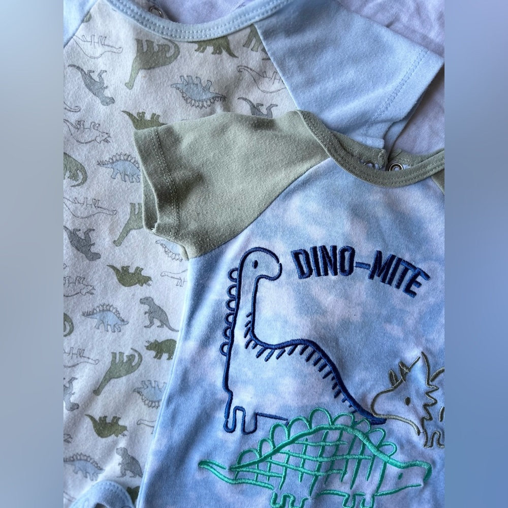 Little Beginnings Baby Boy Dino Matching Onesie Set Size 6-9M